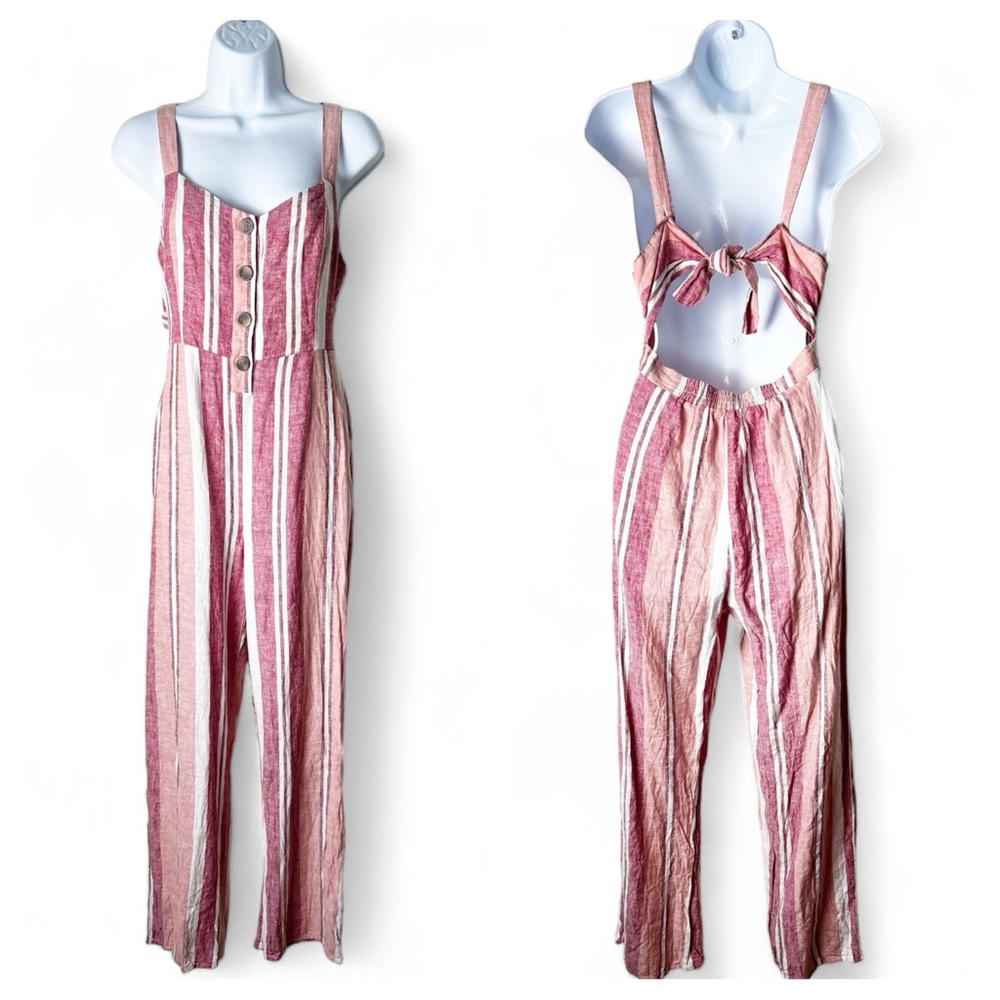 Romeo & Juliet Couture - Linen Blend Striped Jumpsuit - Sz. M